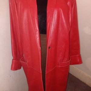Traditional Trend Vintage 3/4 Red Leather Coat